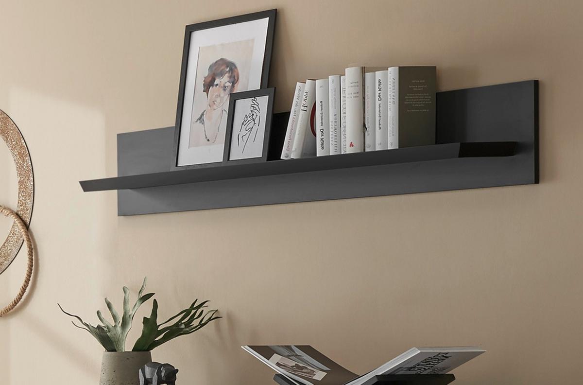 WANDBOARD schwarz matt, Wandregal 140 cm - Schwarz, Holzwerkstoff/Metall (140/45/22cm) - Furn.Design