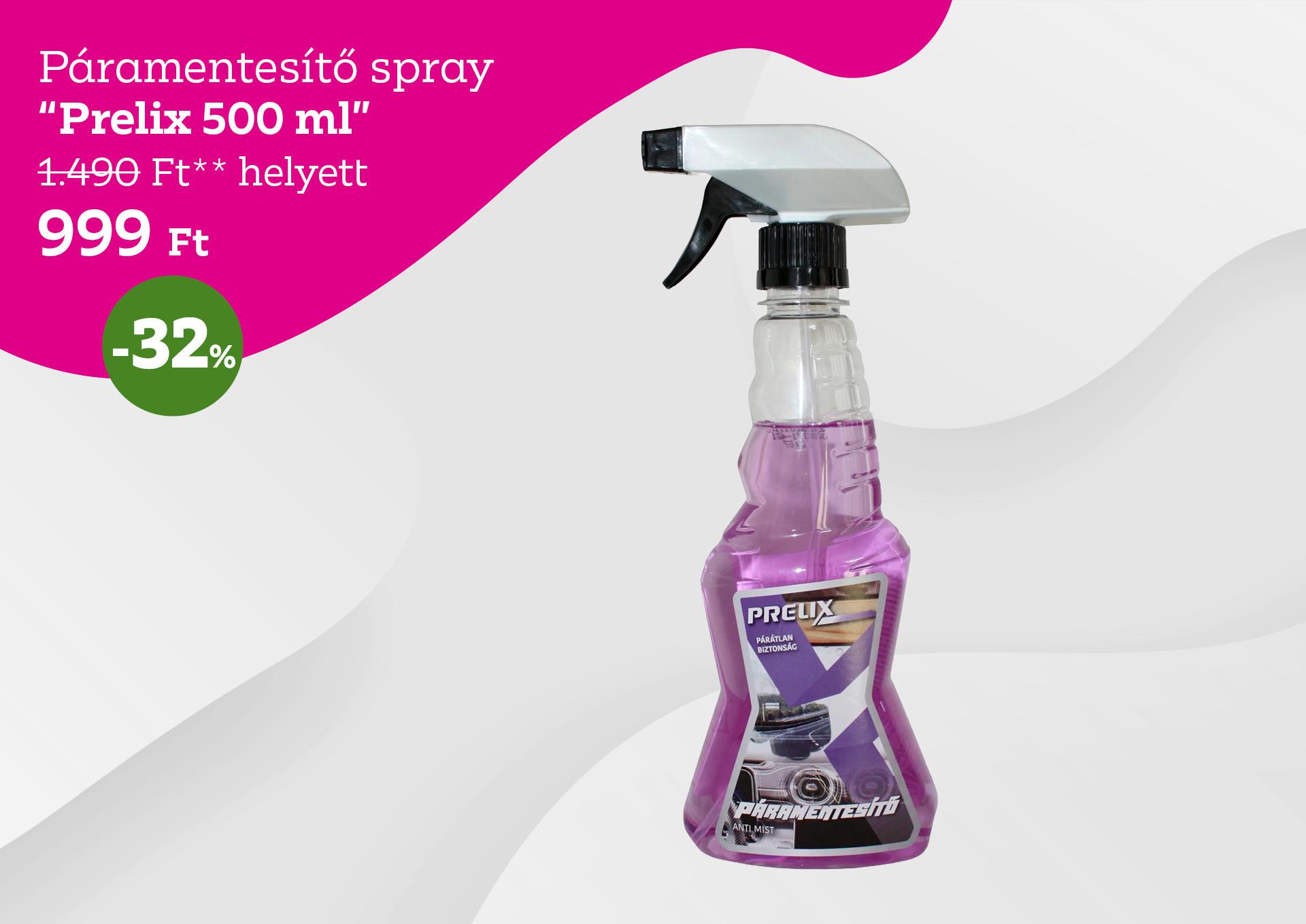 Páramentesítő spray PRELIX 500ml 1490 Forint helyett 999 Forint, kedvezmény mértéke 32%