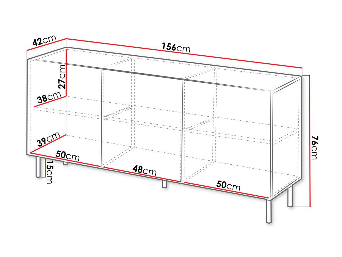 SIDEBOARD Aruba 3D 156 - Schwarz/Naturfarben, Holzwerkstoff (156/76/42cm) - MIRJAN24