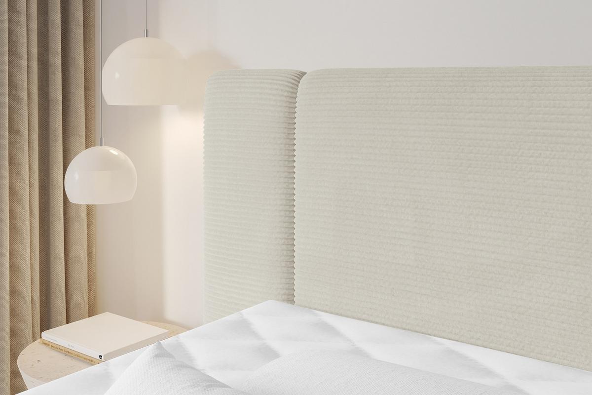 BOXSPRINGBETT mit Matratze H3/H4 - EVON KING - 180x200 cm Creme - Creme, Holzwerkstoff (180/200cm) - ALTDECOR