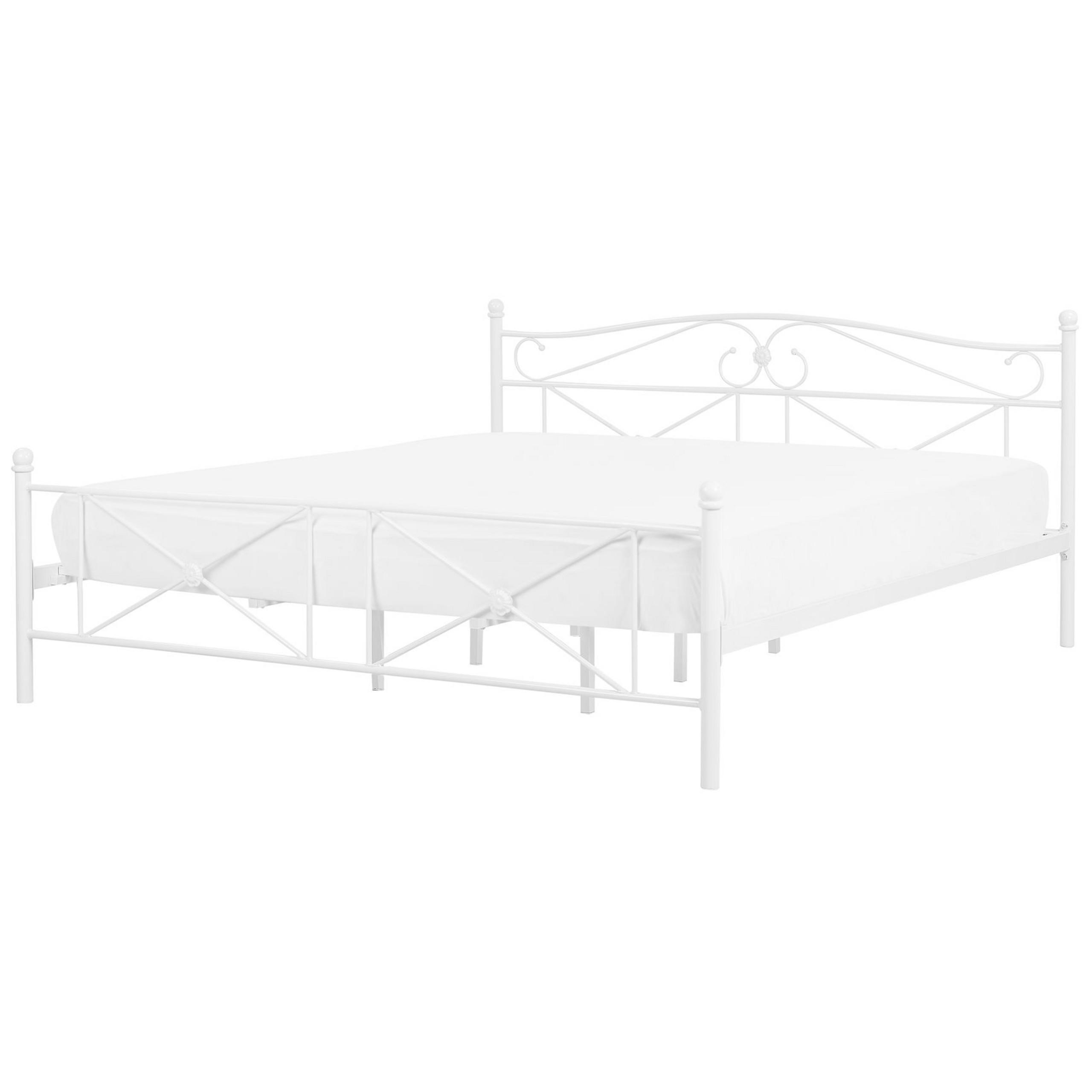 BETT mit Lattenrost 180x200 cm Weiß Rodez - Weiß, Metall (180/200cm) - Beliani