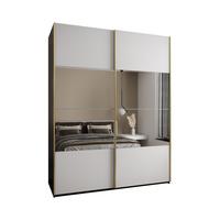 SCHWEBETÜRENSCHRANK 245,5/200/64 2-türig - Goldfarben/Schwarz, Holz/Metall (200/245/64cm) - Abiks Möbel