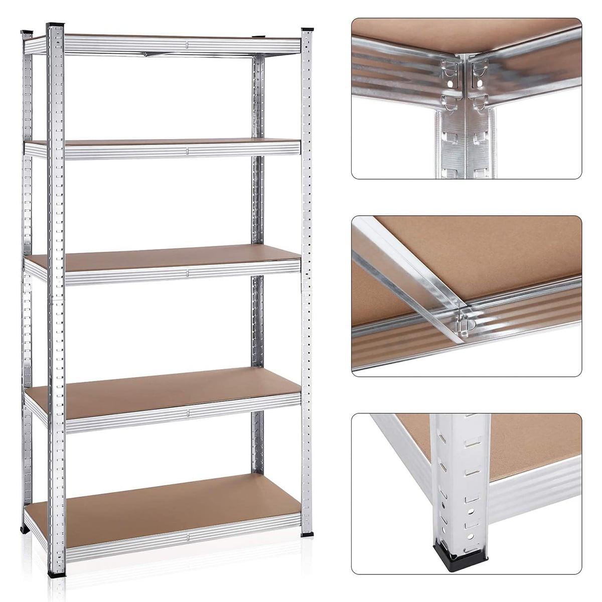 REGALE mit 5 Regalebenen und verstellbaren Brettern - H180 cm - Set aus 2 - Grau, Holzwerkstoff (40/180/9.3cm) - Calicosy