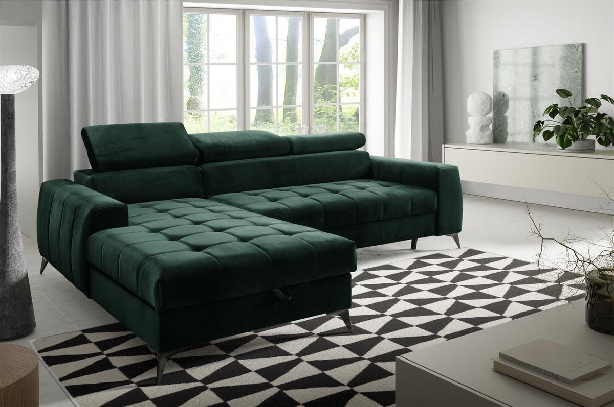 ECKSOFA Agnesa Xs In Salvador - Dunkelgrün, Holzwerkstoff/Textil (260/200cm) - Fun Möbel