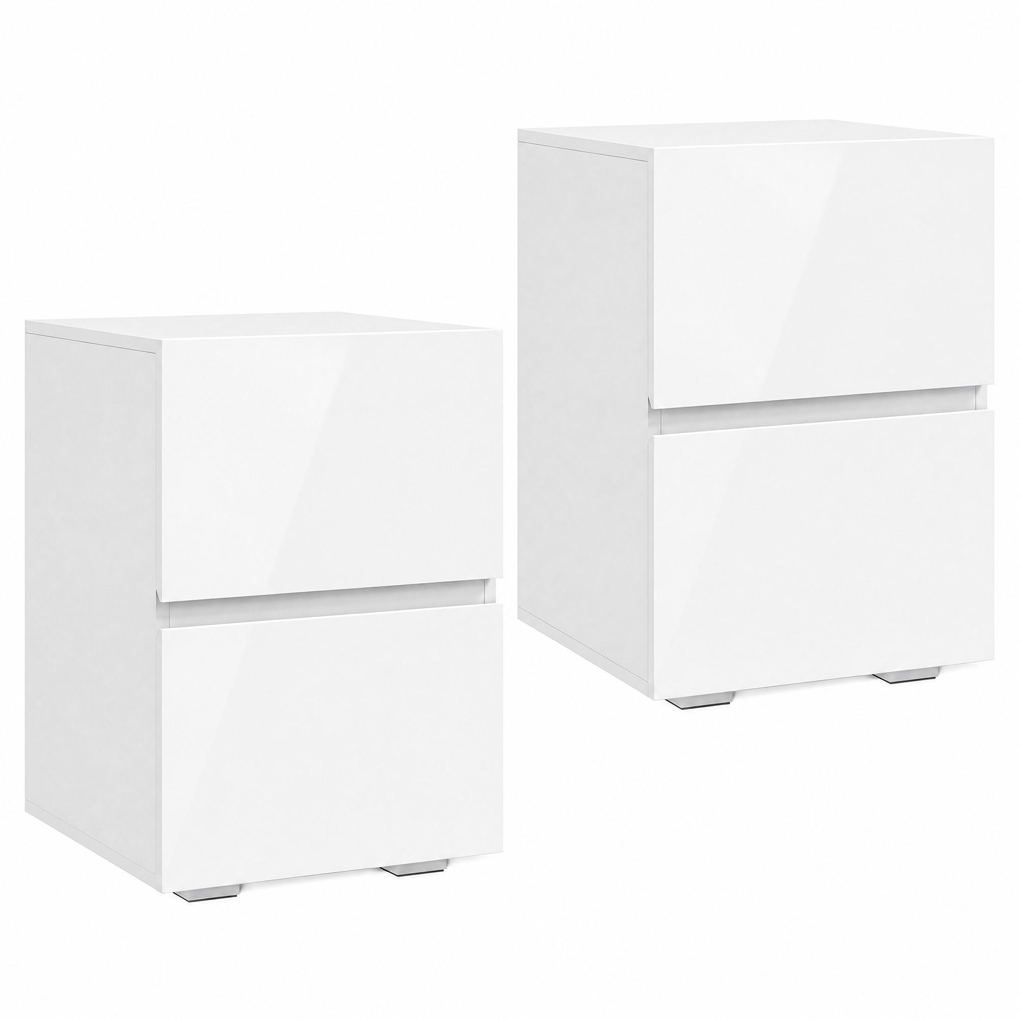 NACHTTISCH 2er Set MDF Weiß - Weiß, Holzwerkstoff (40/58/40cm) - HOMCOM