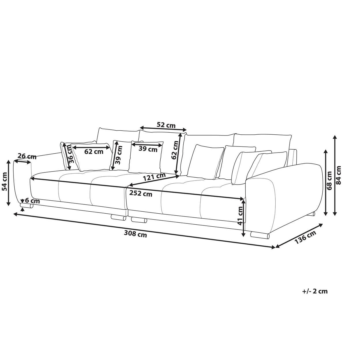 4-SITZER-SOFA Polsterbezug Grau Torpo - Grau, Textil (308/84/136cm) - Beliani