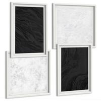 BILDER SET 4er Set - 50x50 cm & 40x60 cm Weißer Rahmen - Dunkles Licht, glamouröse Marmor - Weiß, Kunststoff (50/50cm) - TULUP