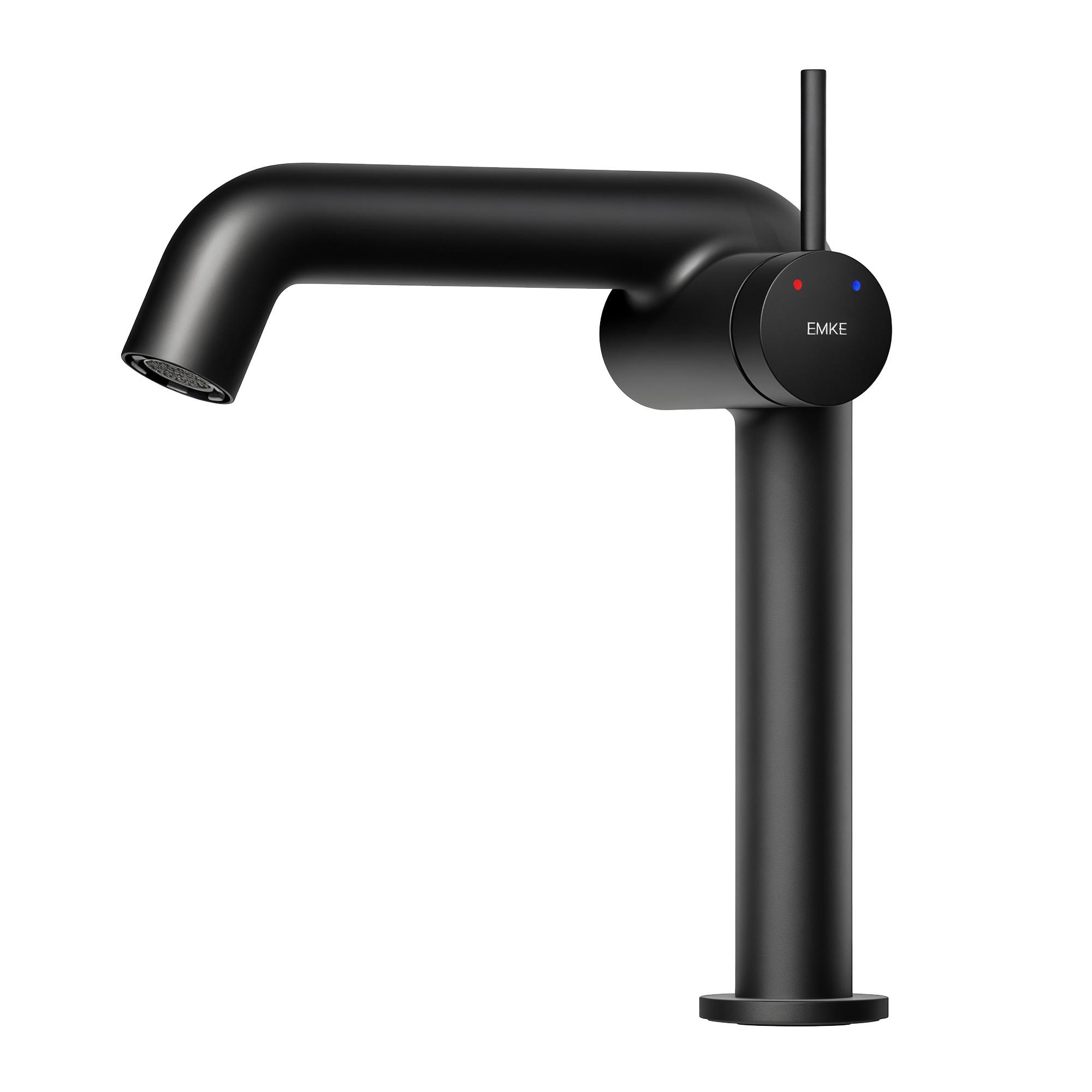 WASCHTISCHARMATUR Ventilkernzertifizierung Schwarz Matt 15cm - Schwarz, Metall (20/7.6/22.2cm) - EMKE