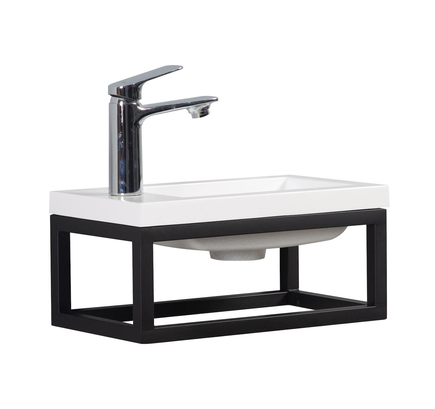 GÄSTE-WC Möbel Mesa 40 x 22 cm – Mattweiß mit schwarzem Metallgestell - Weiß, Holz (40/52/22cm) - Badplaats