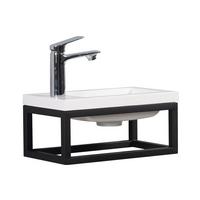 GÄSTE-WC Möbel Mesa 40 x 22 cm – Mattweiß mit schwarzem Metallgestell - Weiß, Holz (40/52/22cm) - Badplaats