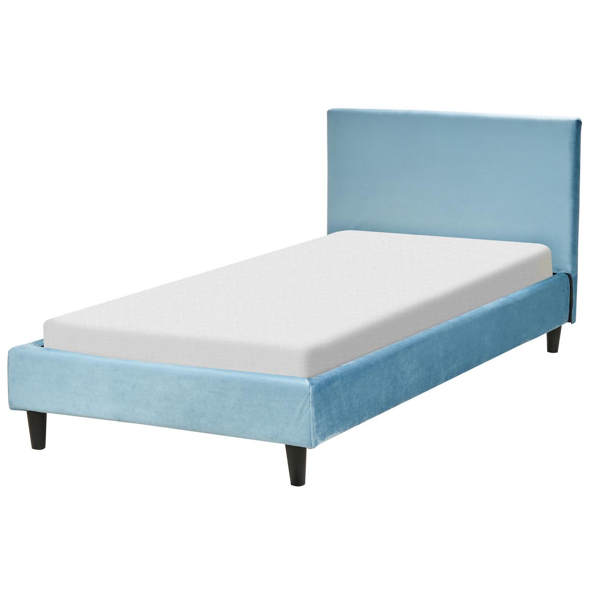 BETTRAHMENBEZUG Samtstoff 90/200 cm Hellblau Fitou - Hellblau, Textil (100/214cm) - Beliani