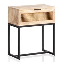 NACHTTISCH – Mango Massivholz/Rattan, 50x60x30 cm, 1 Schublade, Wiener Geflecht - Schwarz/Braun, Holz/Metall (50/60/30cm) - KADIMA DESIGN