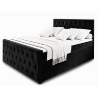 BOXBETT FONDI 180x200 cm mit Matratze und Topper - Schwarz - Schwarz, Holz (180/200cm) - MASSENO