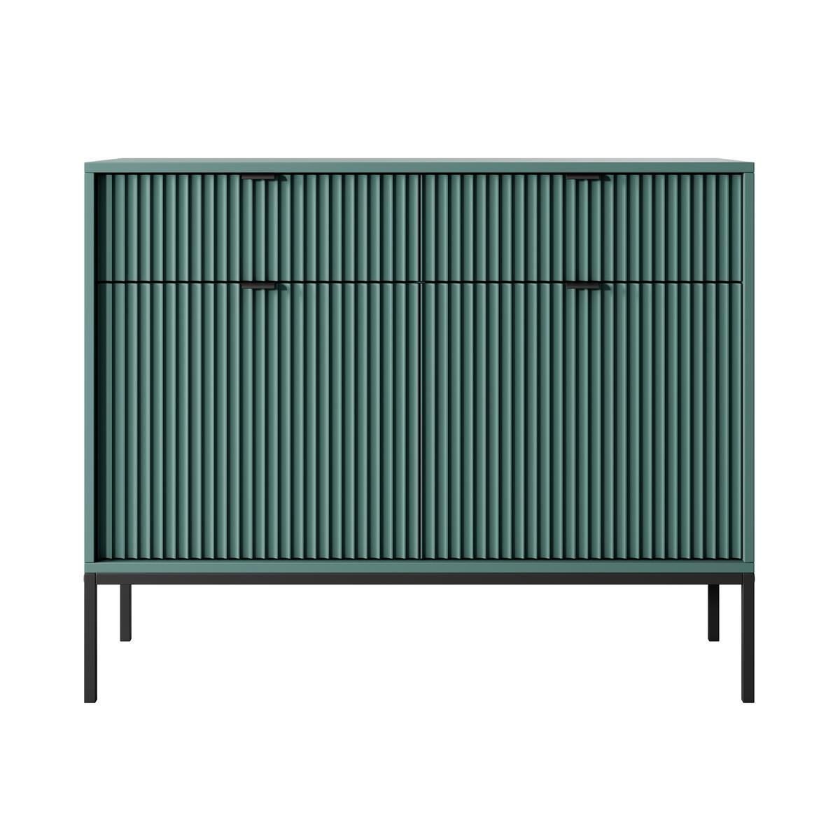 KOMMODE STELLARE 104/83/39 cm mit 2 Schubladen 2 Türen Hellgrün - Schwarz/Hellgrün, Holzwerkstoff (104/83/39cm) - MASSENO