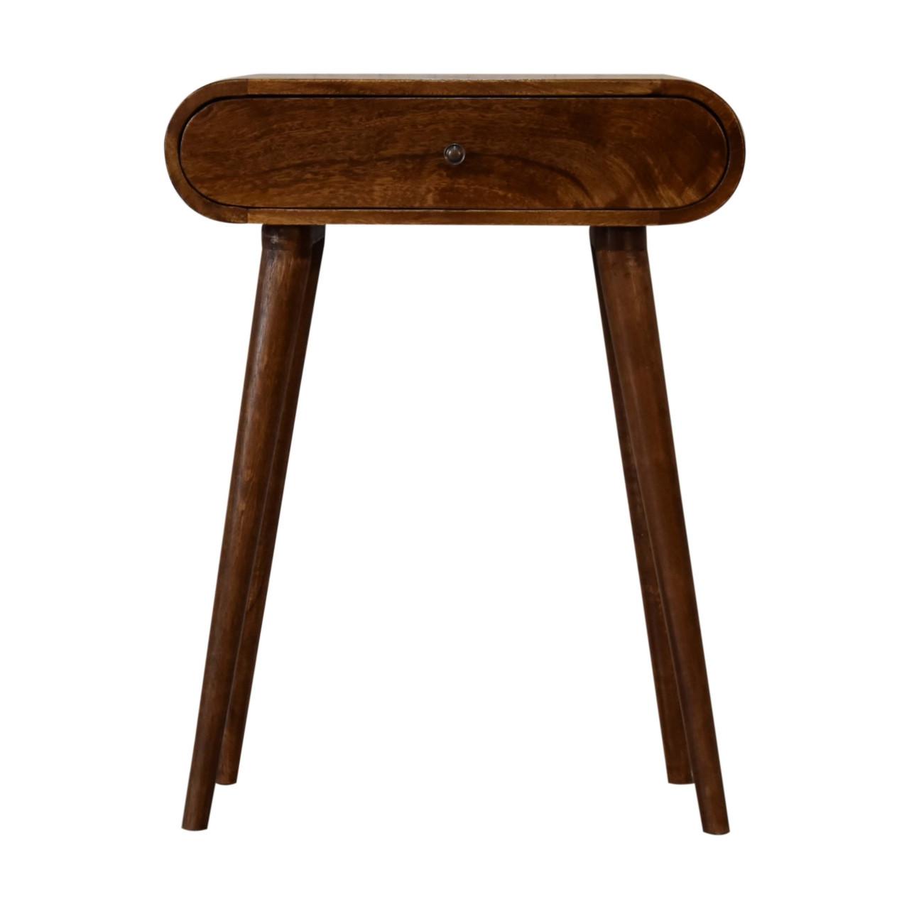 KONSOLENTISCH mini im Kastanienholz-Finish, 1 Schublade, Nordische Beine, Braun - Kastanienfarben/Messingfarben, Holz/Metall (30/60/78cm) - Artisan Furniture