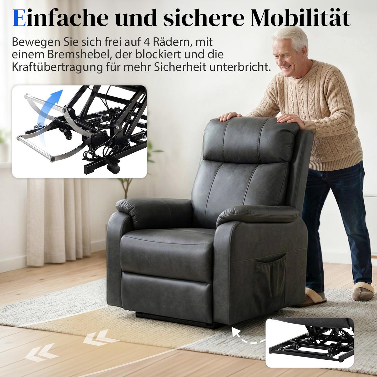 RELAXSESSEL Kunstleder Schaumstoff Schwarz - Schwarz, Kunststoff (87/105/96cm) - HOMCOM