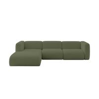 ECKSOFA Ottomane Links MIRA-L2 318x179x89 Grün Bouclé - Schwarz/Olivgrün, Holzwerkstoff/Kunststoff (318/179cm) - ALTDECOR