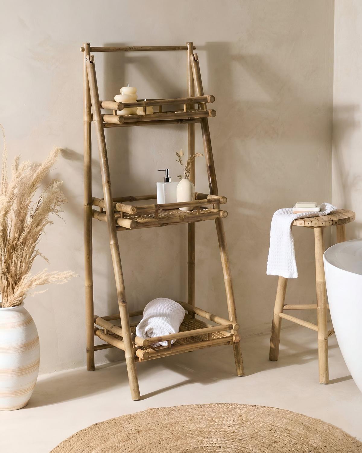 REGAL Bambus Naturfarben Epuyen - Naturfarben, Holz (57/145/50cm) - Beliani