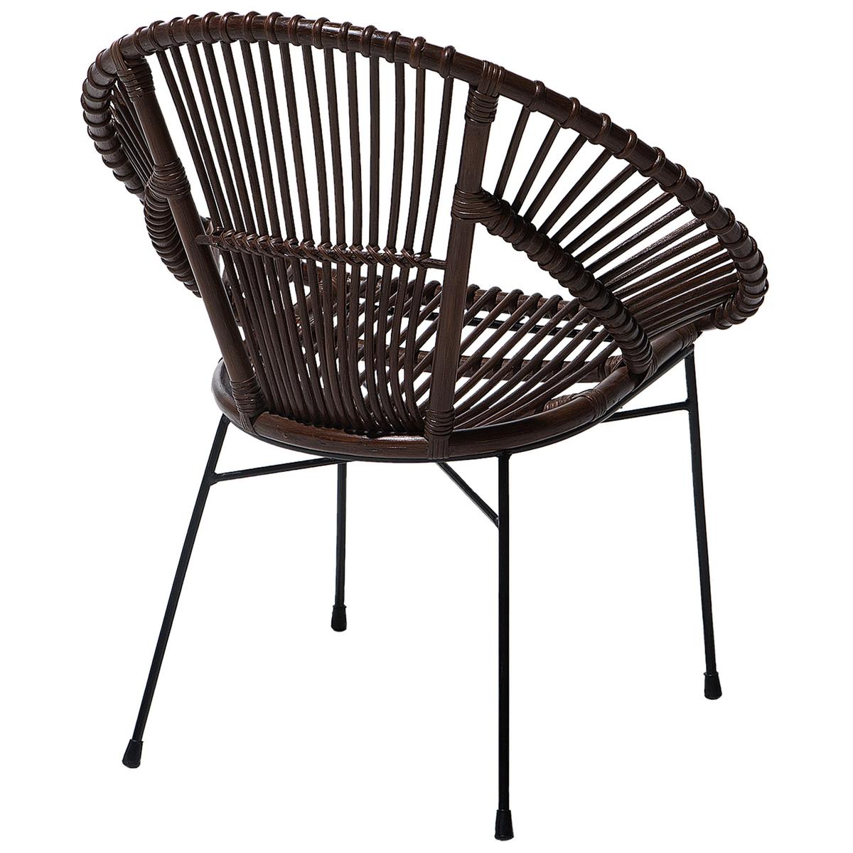 RATTANSTUHL Rattan Braun Sarita - Braun, Naturmaterialien/Metall (70/80/48cm) - Beliani
