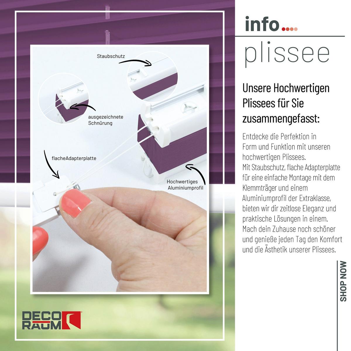 PLISSEE Basic 75 x 210cm Klemmfix ohne Bohren - Lila, Textil (75/210cm) - Deco-Raum