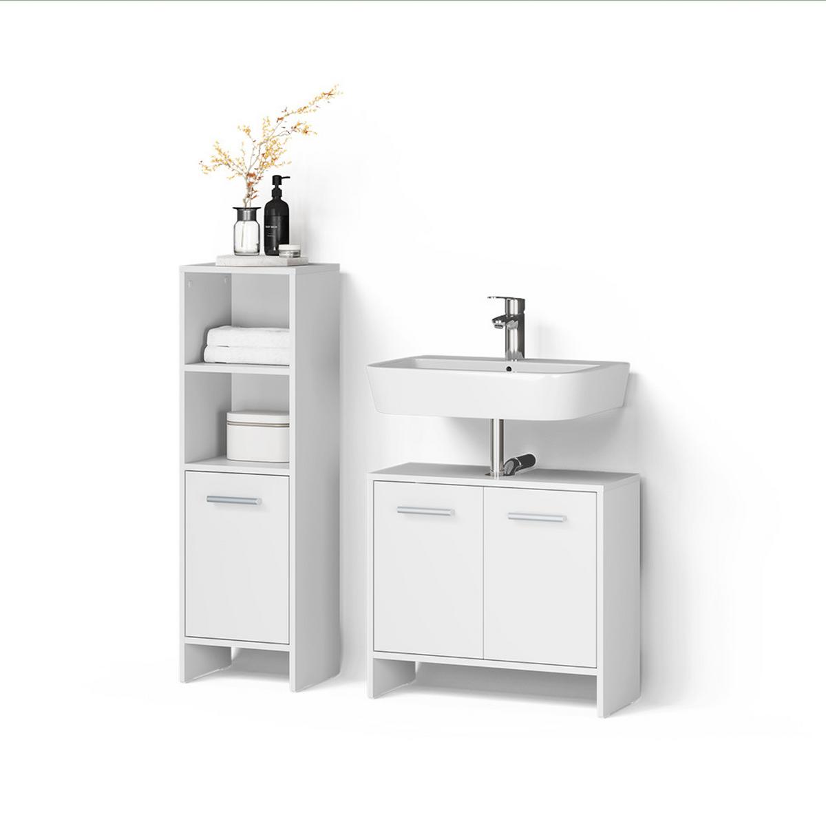 BADEZIMMERMÖBEL-SET Amalfi Weiß 2 Teile - Weiß, Holzwerkstoff (63.8/57/26.3cm) - Livinity®