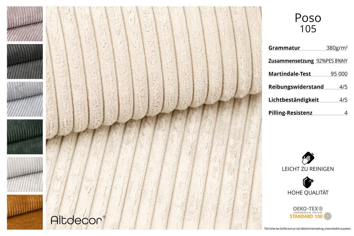 ECKSOFA modulares Sofa Darnel-L1 - 205x177x70 cm Beige - Beige, Holzwerkstoff/Textil (205/177cm) - ALTDECOR