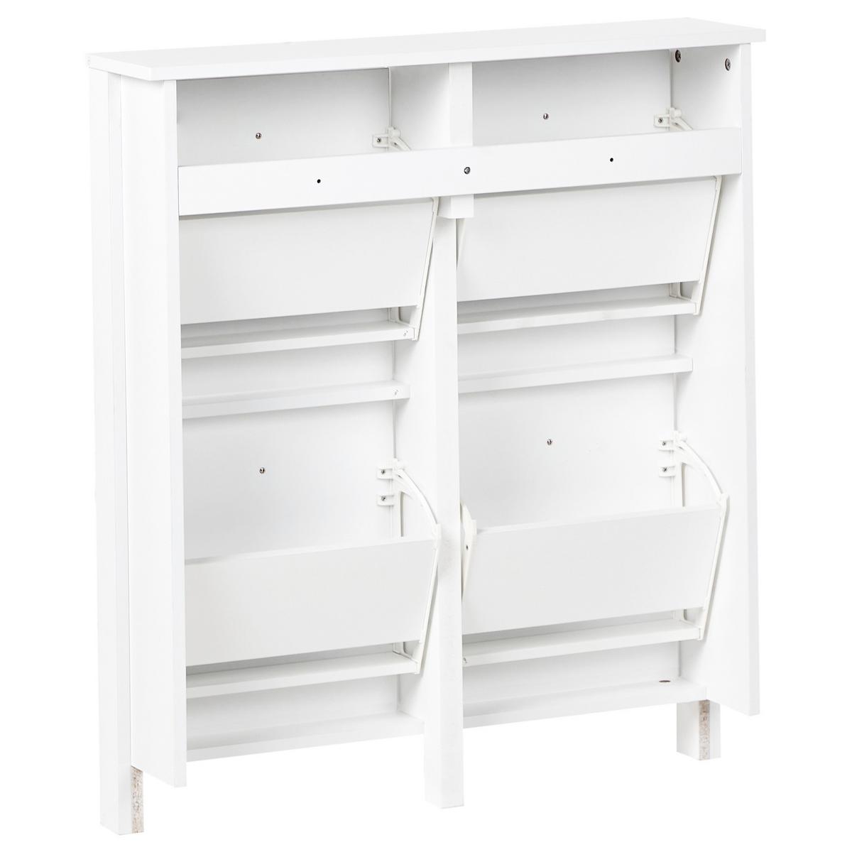 SCHUHSCHRANK Weiß Gibson - Weiß, Holzwerkstoff (80/90/20cm) - Beliani