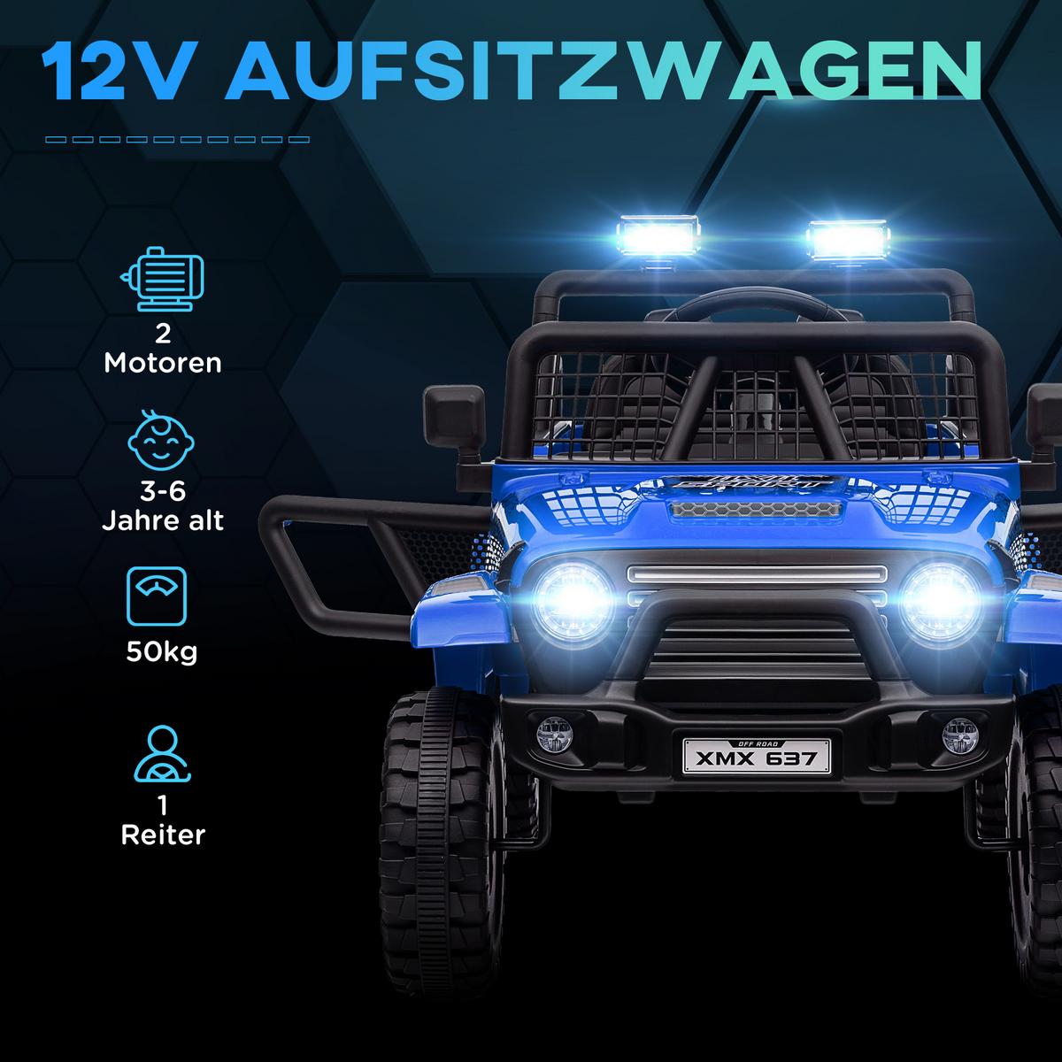 ELEKTRO Kinderauto - Blau, Metall (109/67/68.5cm) - AIYAPLAY