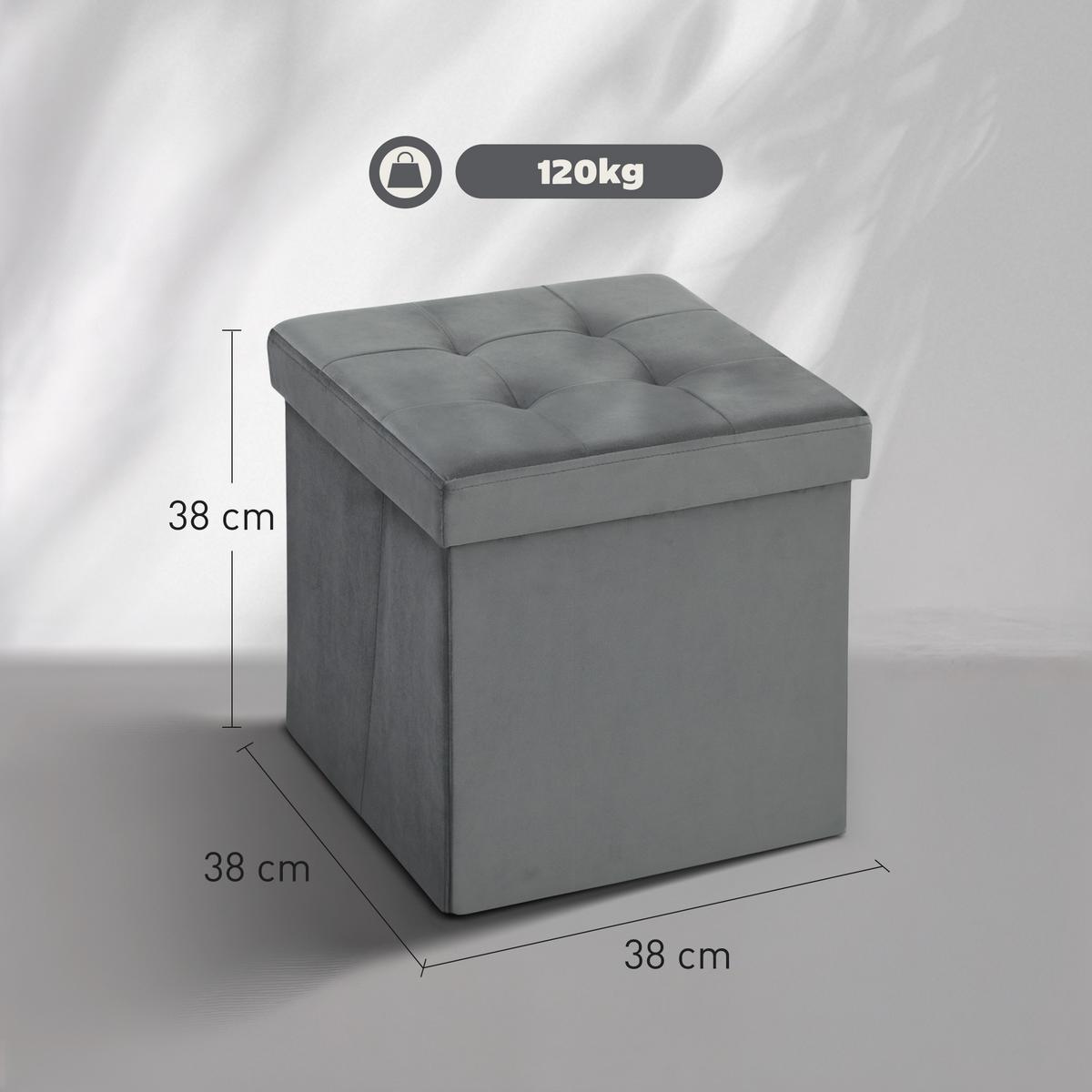 SITZHOCKER Polyester Vliesstoff Grau - Grau, Textil (38/38/38cm) - HOMCOM