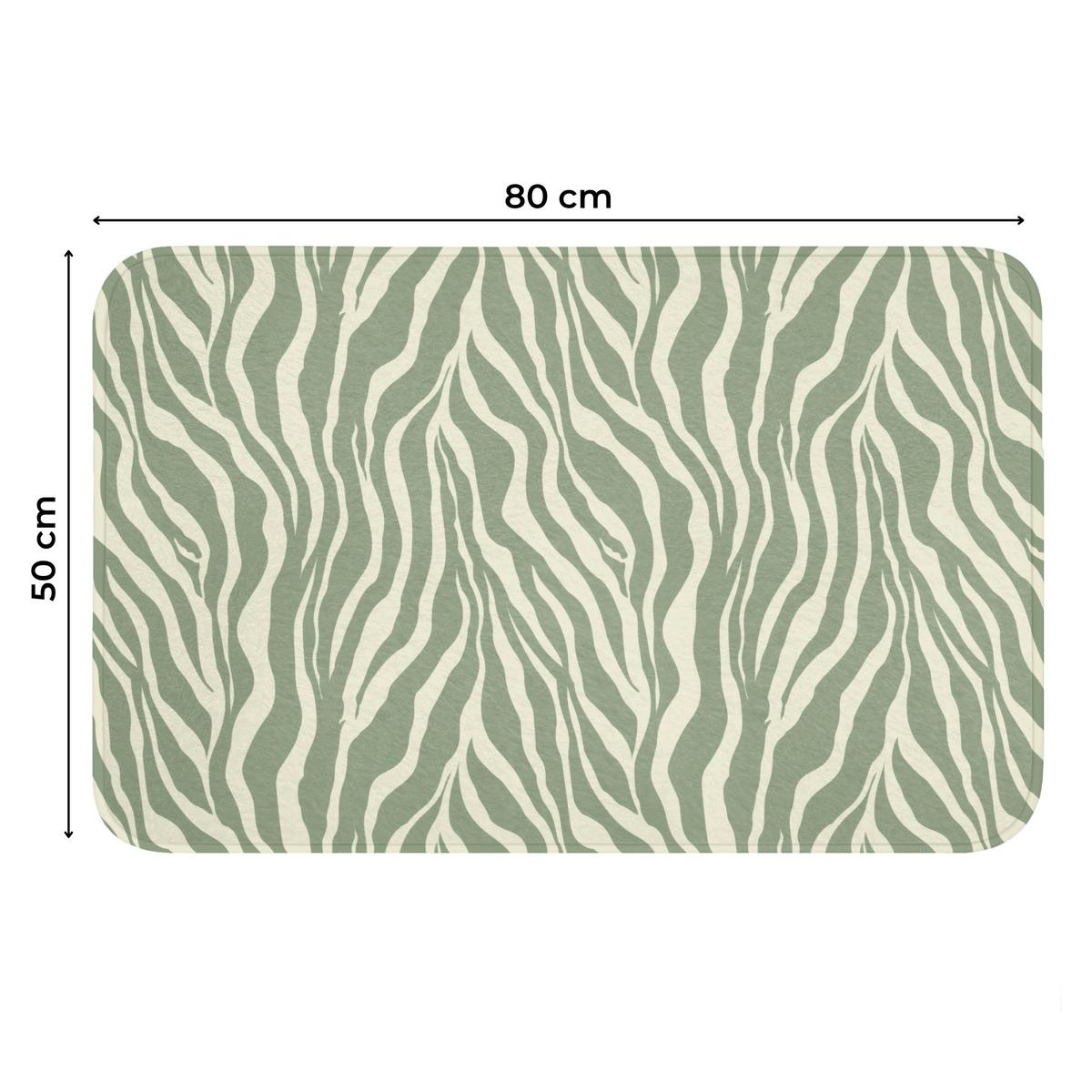 WC-VORLEGER Zebra - Motiv - Grün Toilettenteppich 80x50 cm - Salbeigrün, Textil (80/1cm) - OnlyWow