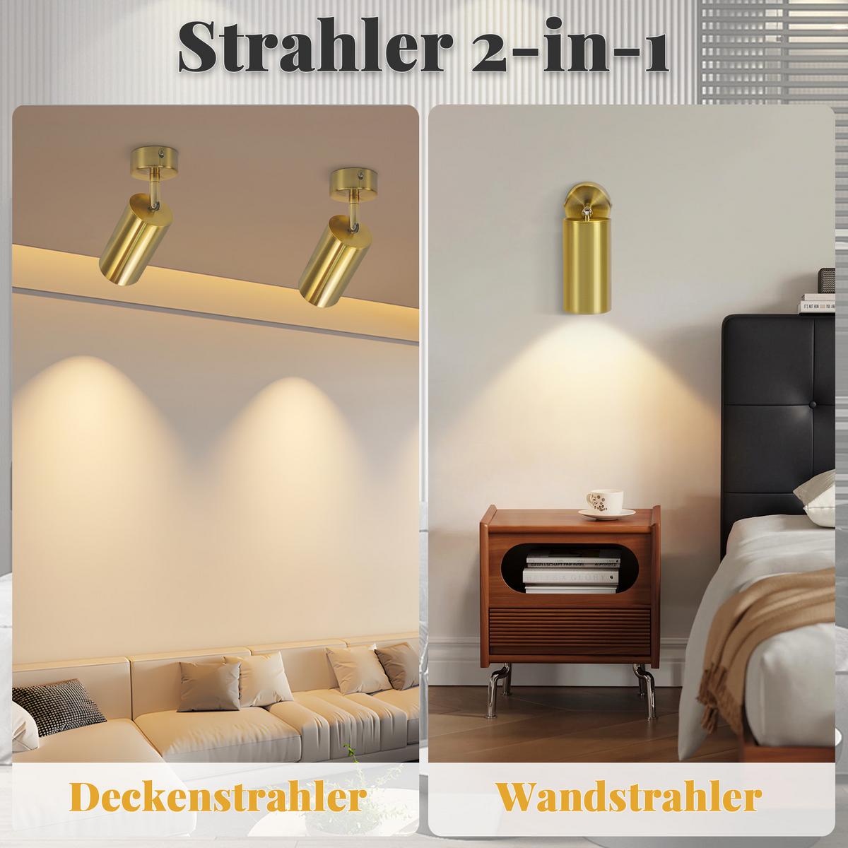 DECKENSTRAHLER Matteo 1-flammig 6/6/16 cm - Messingfarben, Metall (6/6/16cm) - Nettlife