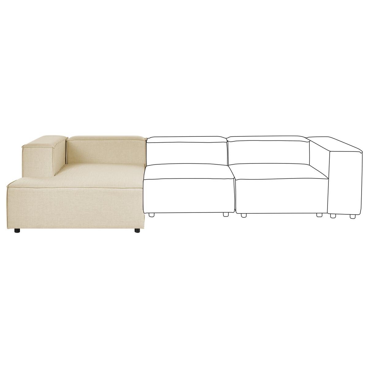 CHAISELONGUE Leinen beige rechtsseitig Aprica - Beige/Schwarz, Textil (119/68/180cm) - Beliani