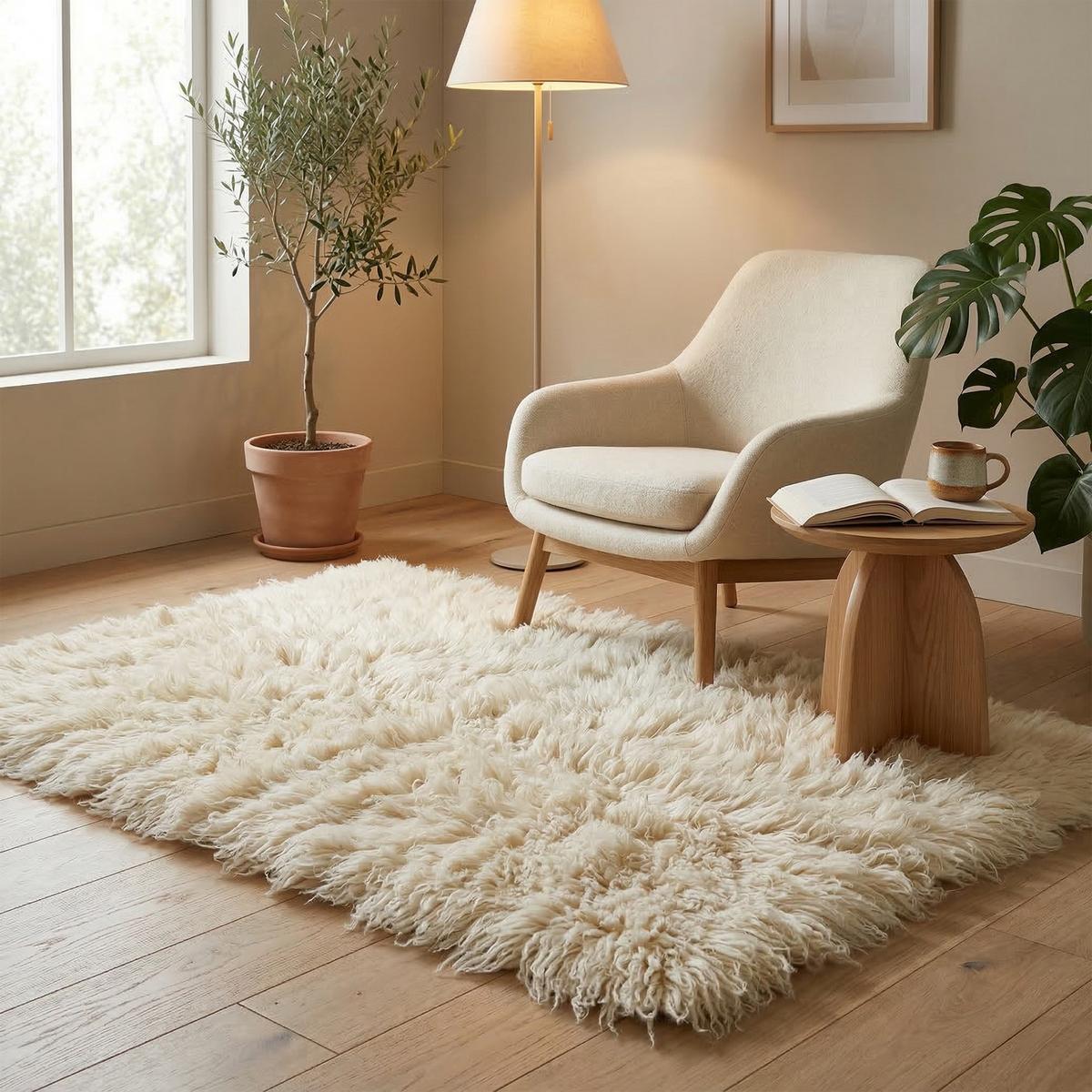 NATUR TEPPICH FLOKATI SUPREME - Creme, Textil (160/230cm) - Pergamon