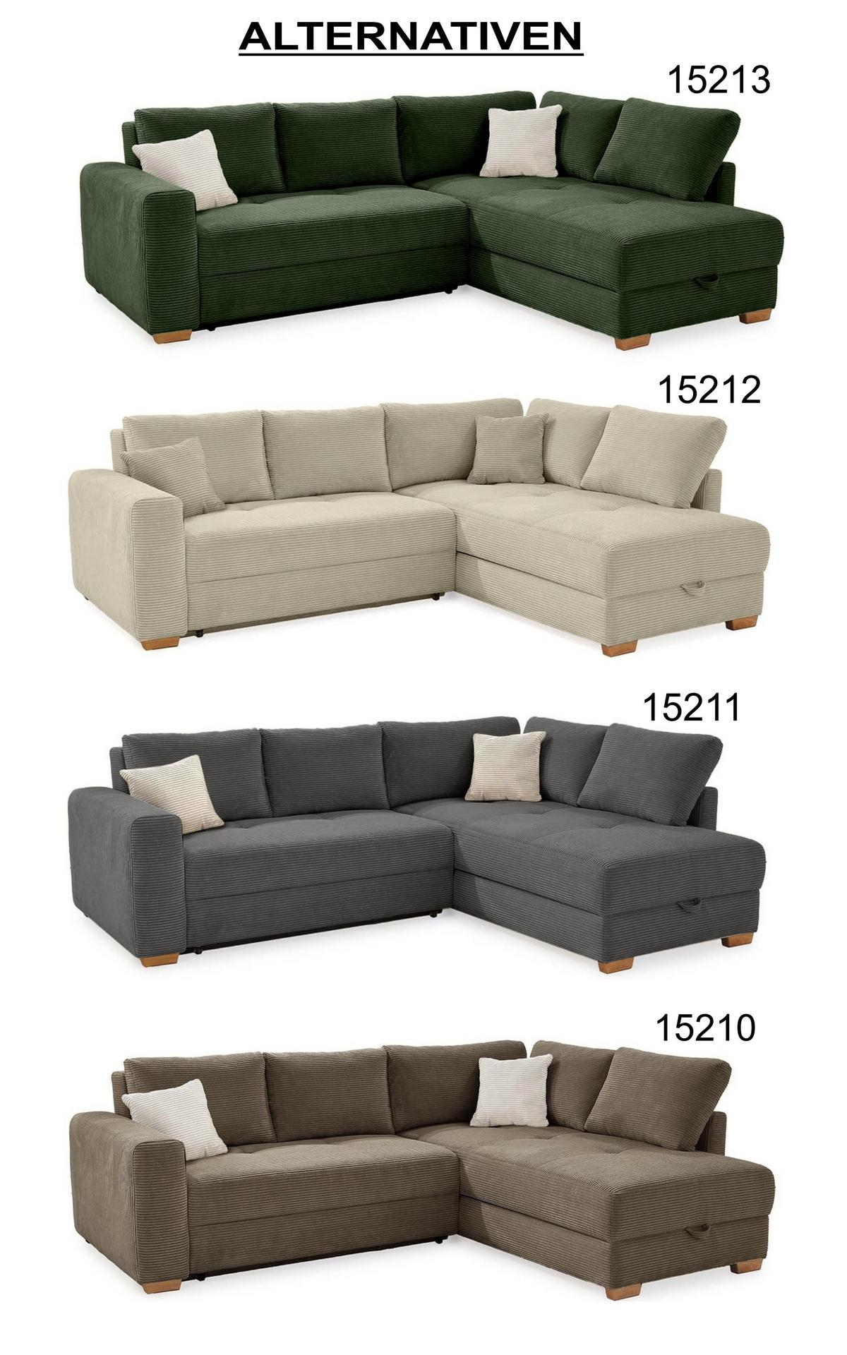 ECKSOFA-DAUERSCHLÄFER Boxspring Federkern Topper Bettkasten, seitenverkehrt montierbar B257/T206/H85 cm, Braun Taupe / 15210 - Braun, Holzwerkstoff (257/206cm) - luma-home