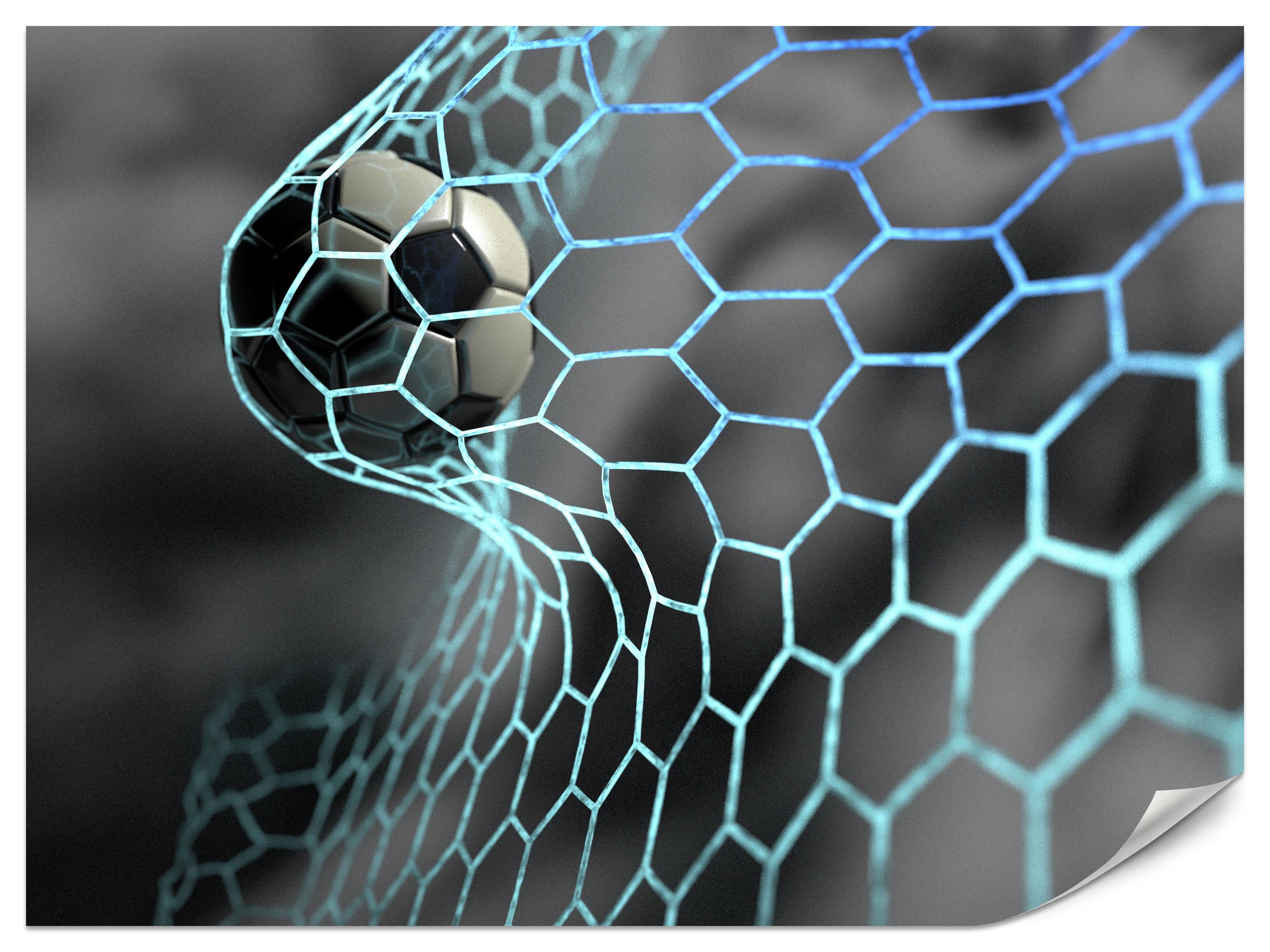 FOTOTAPETE für Jugendzimmer Fußball im Tor Ziel Sport Ball 300x210 - Schwarz/Weiß, Papier (300/210cm) - Muralo
