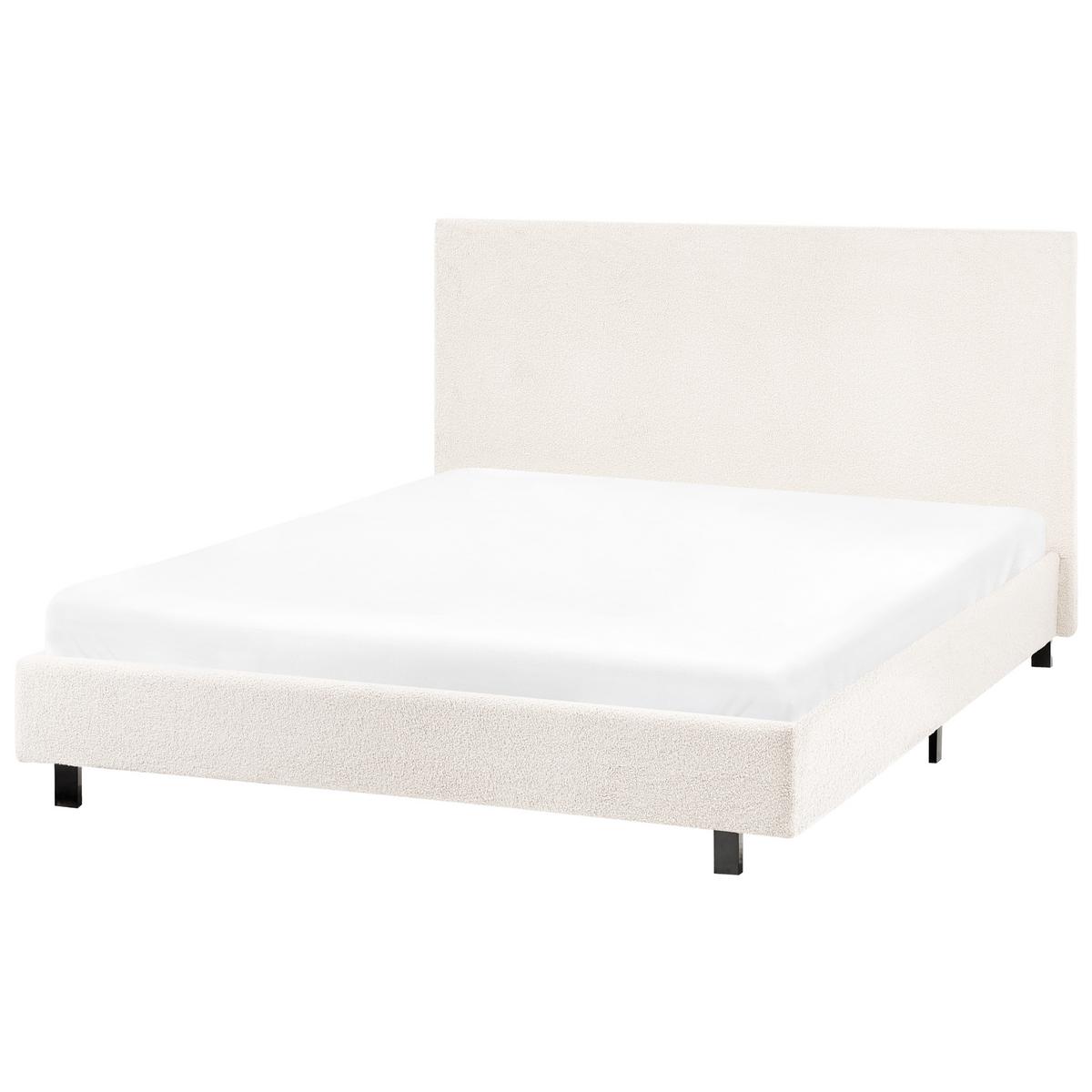 BETT mit Lattenrost 120/200 cm Bouclé Cremeweiß Albi - Creme, Textil (120/200cm) - Beliani
