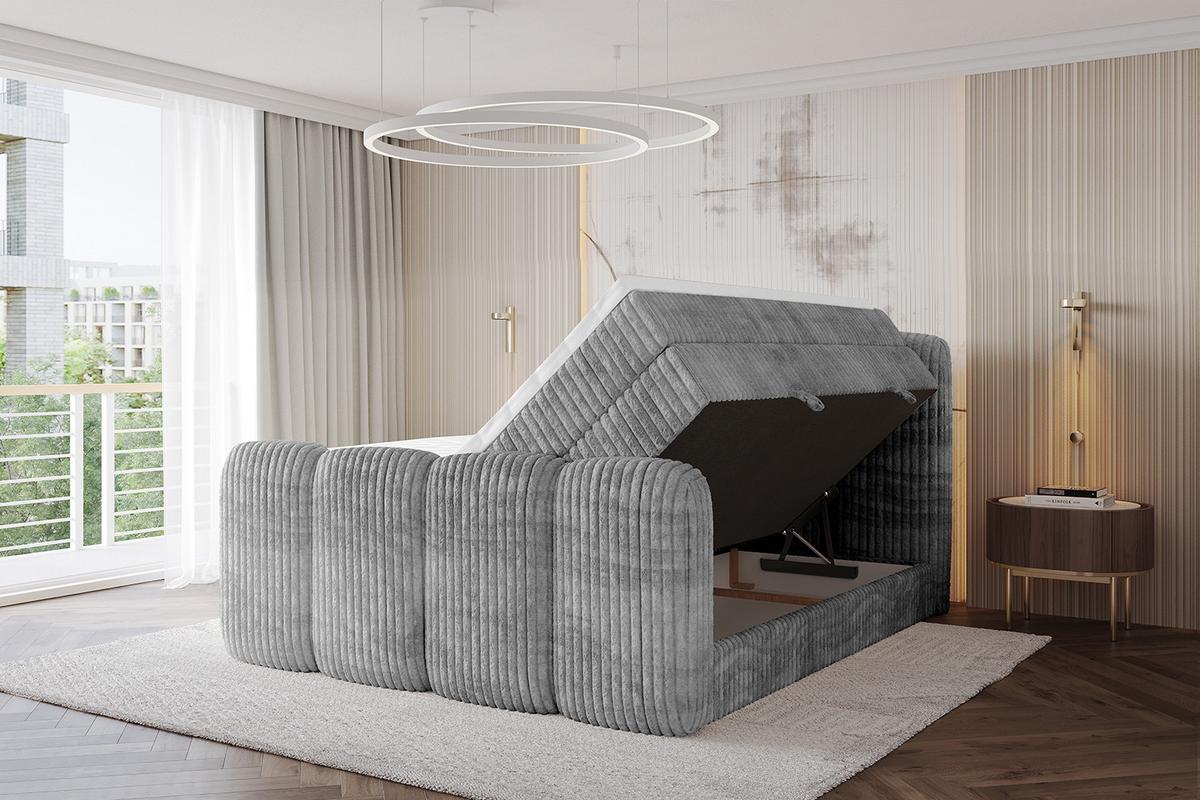 BOXBETT mit Matratze H3|H4 und Lattenrost - NINA-Z KING - 200x200 cm Tila - Hellgrau - Hellgrau, Holzwerkstoff (200/200cm) - ALTDECOR