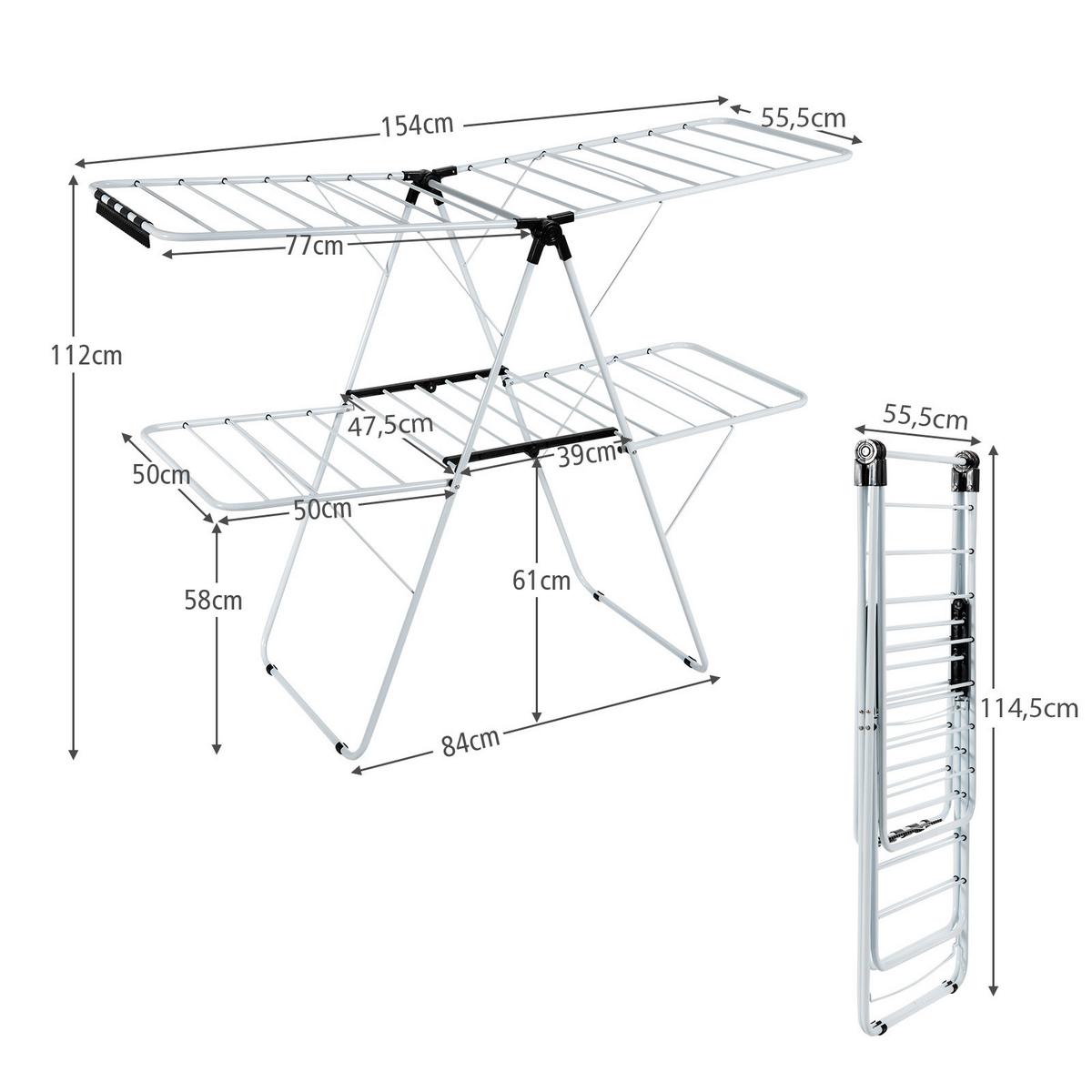 WÄSCHESTÄNDER Weiß - Weiß, Metall (154/112/55.5cm) - COSTWAY