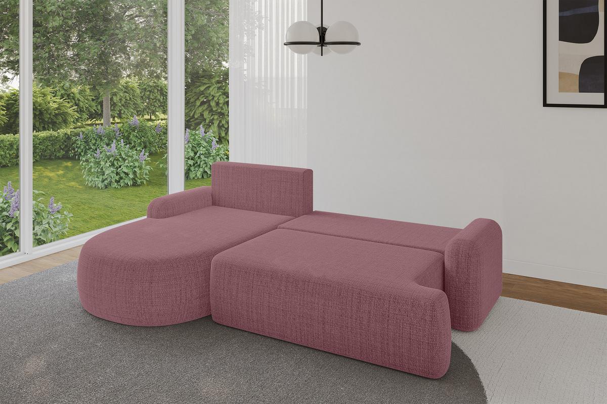 ECKSOFA mit Schlaffunktion und Bettkasten LIRA-L - 264x172x89 Altrosa - Altrosa, Holzwerkstoff/Textil (264/172cm) - ALTDECOR