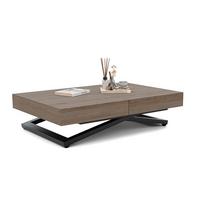 COUCHTISCH SANELLE ausziehbar mit Liftfunktion, 120/80/76 cm Schwarz / Davos-Eiche - Trüffeleichefarben/Schwarz, Holzwerkstoff/Metall (80/120/27cm) - Idohome