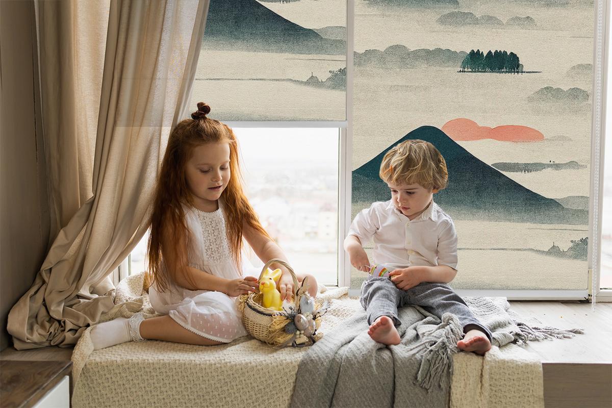 INNENROLLO - Fensterrollo - Rollo - 90x140 cm - Bemalte Berge - Braun, Kunststoff (90/140/0.5cm) - TULUP