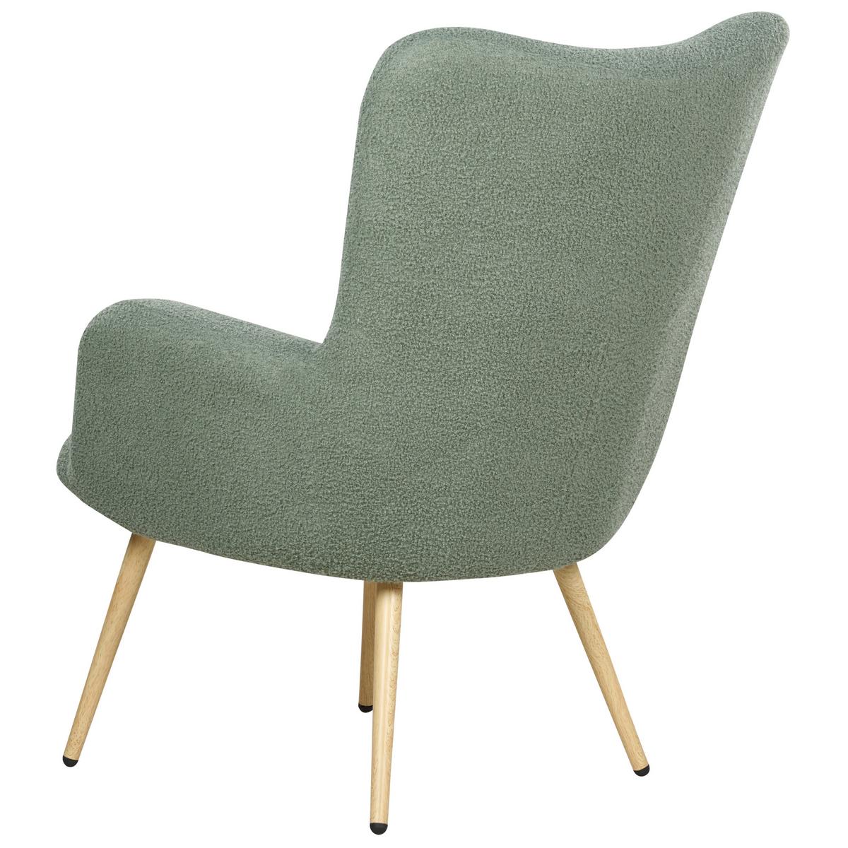 SESSEL Bouclé hellgrün mit Hocker Vejle - Hellbraun/Grün, Textil (67/95/52cm) - Beliani