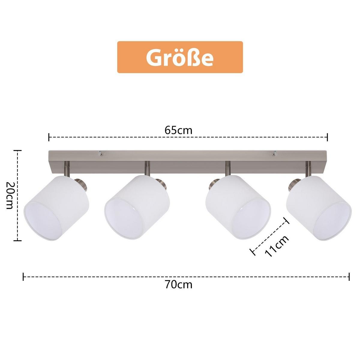 DECKENSTRAHLER Brand 4-flammig 70/11/20 cm - Silberfarben, Textil (70/11/20cm) - Nettlife