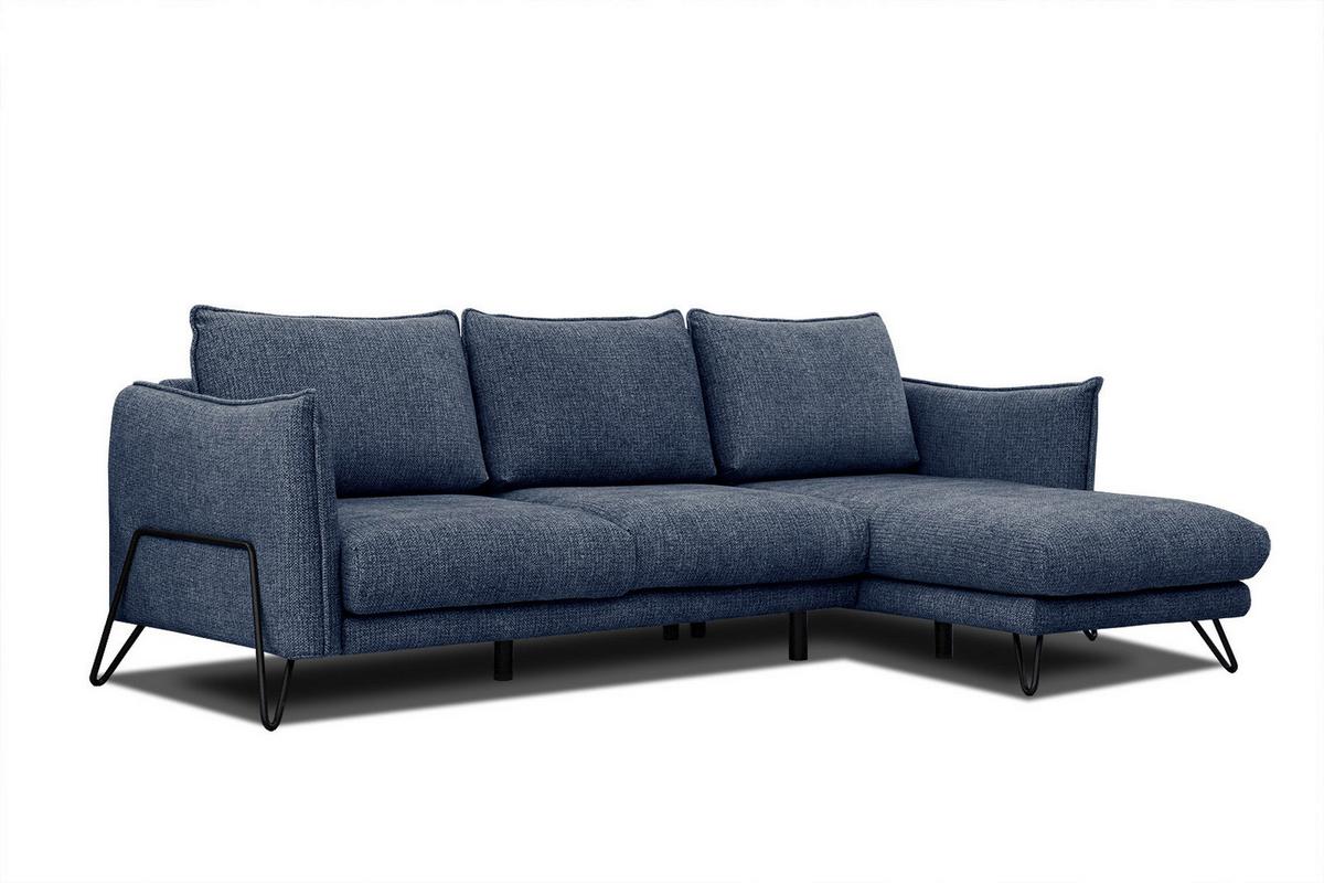 ECKSOFA HOSTEN 4-Sitzer, dunkelblau - Schwarz/Dunkelblau, Holzwerkstoff/Textil (269/158cm) - Wozimo
