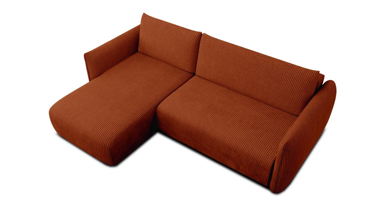 ECKSOFA TAUER 3-Sitzer rechts, orange - Schwarz/Orange, Holz/Textil (248/173cm) - Wozimo