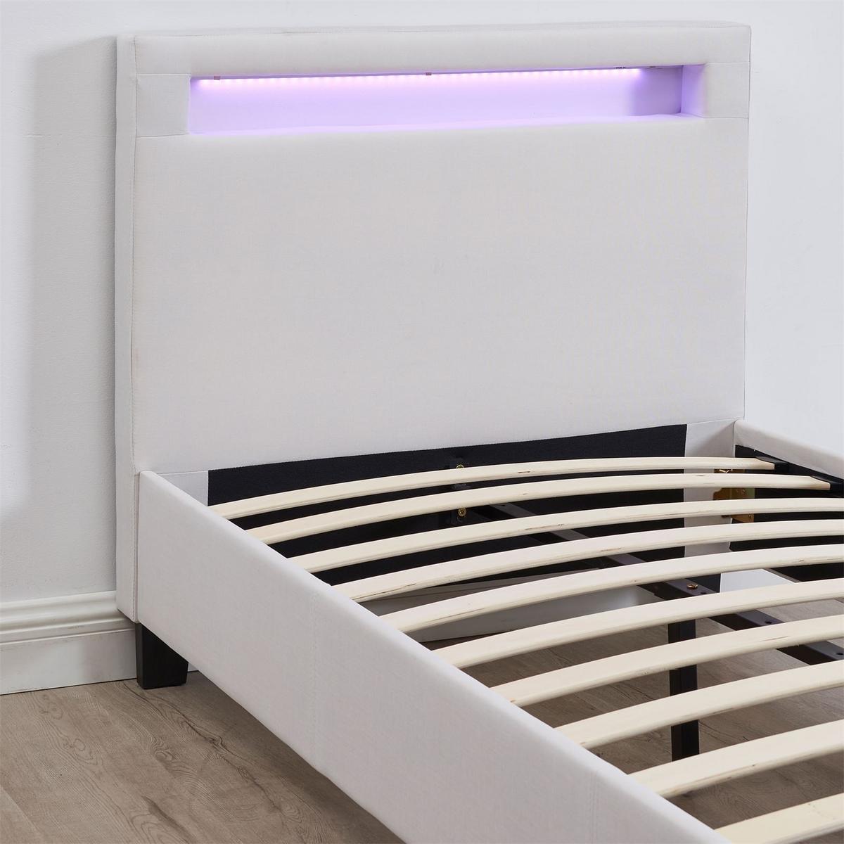POLSTERBETT MIT LED HIMALAYA 90X200 CM - Weiß, Textil (90/200cm) - CARO-Möbel