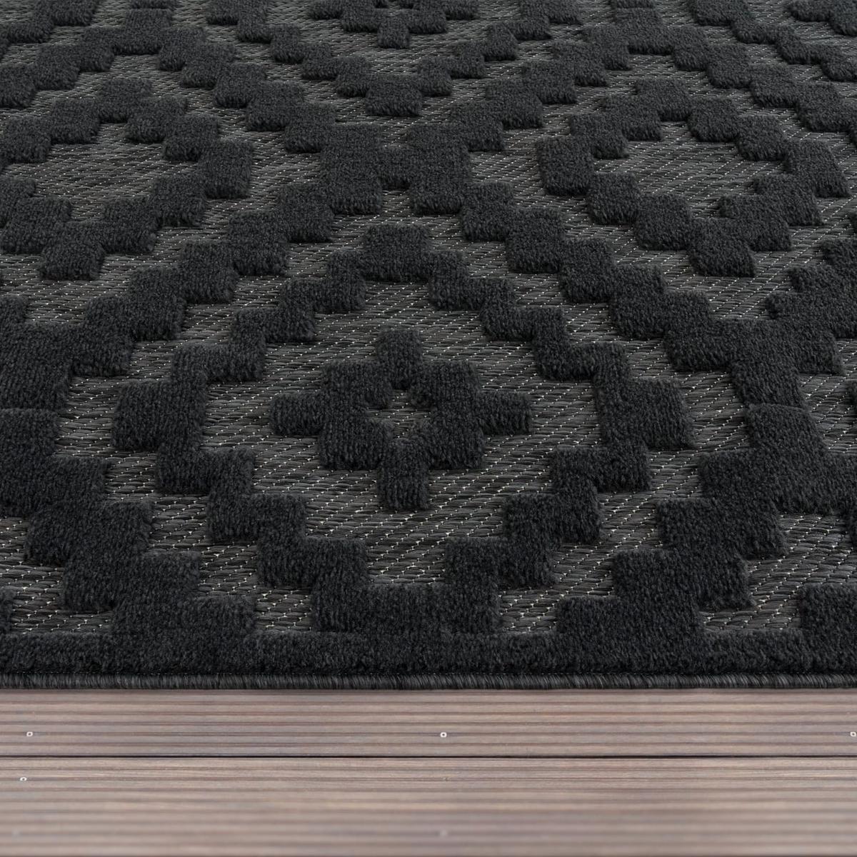 KURZFLORTEPPICH, mit Rauten-Struktur, Anthrazit, 80 x 150 cm - Anthrazit, Textil (150/80cm) - KADIMA DESIGN