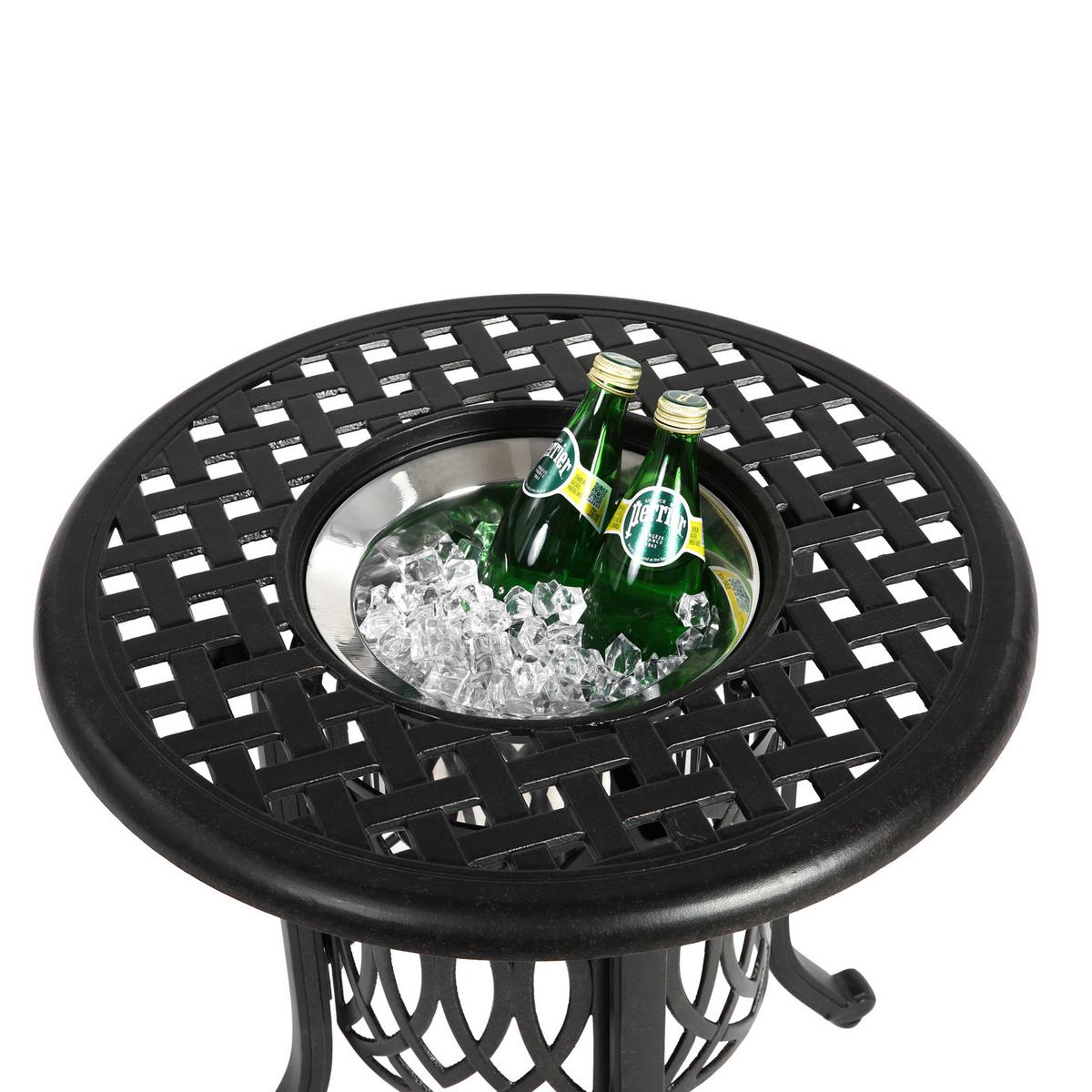 GARTEN-BISTROTISCH 55 cm Bronze Aluminium Outdoor Beistelltisch mit integriertem Eiseimer für Terrasse & Balkon - Bronzefarben, Metall (55/55/49cm) - Urban Meuble