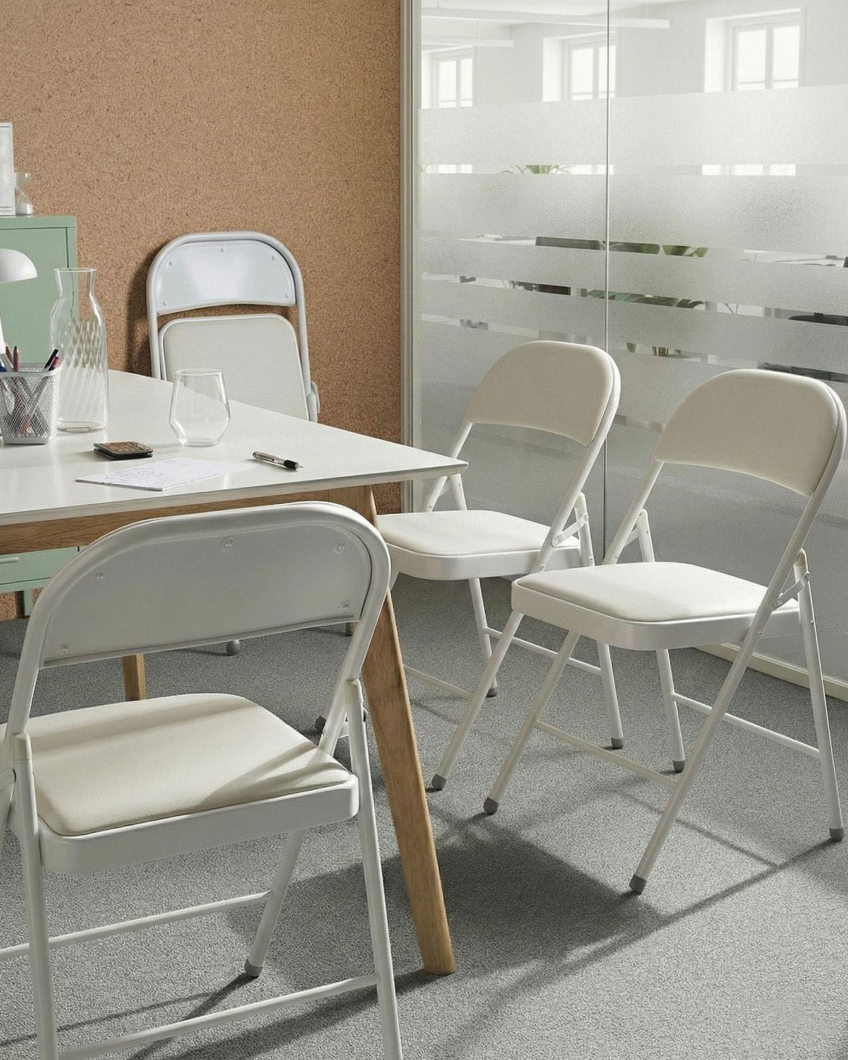 KLAPPSTUHL 4er-Set Metall Weiß Shasta - Weiß, Metall (45/77/47cm) - Beliani