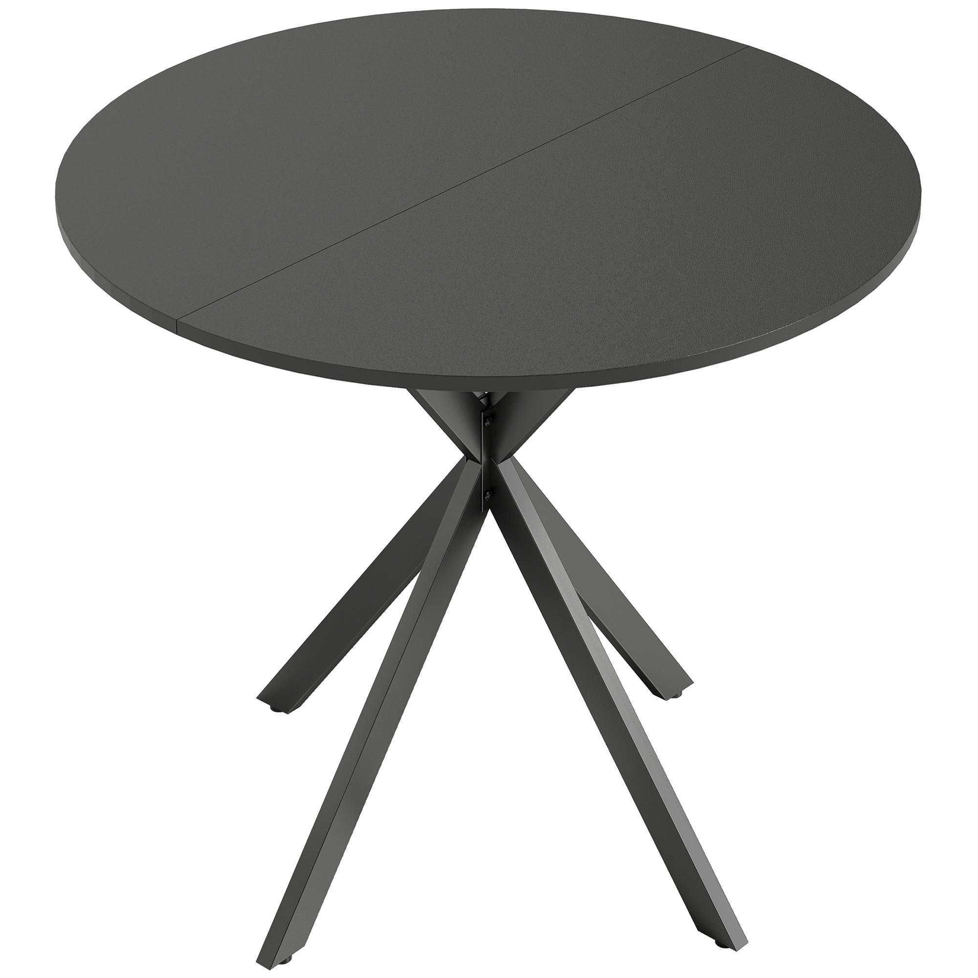 KÜCHENTISCH rund Schwarz 80/80/75 cm - Schwarz, Metall (80/80/75cm) - HOMCOM